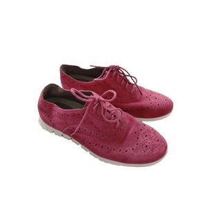 Cole Haan Women oxford  Zerogrand Wingtip Size 6B pink/grape color Suede Shoe